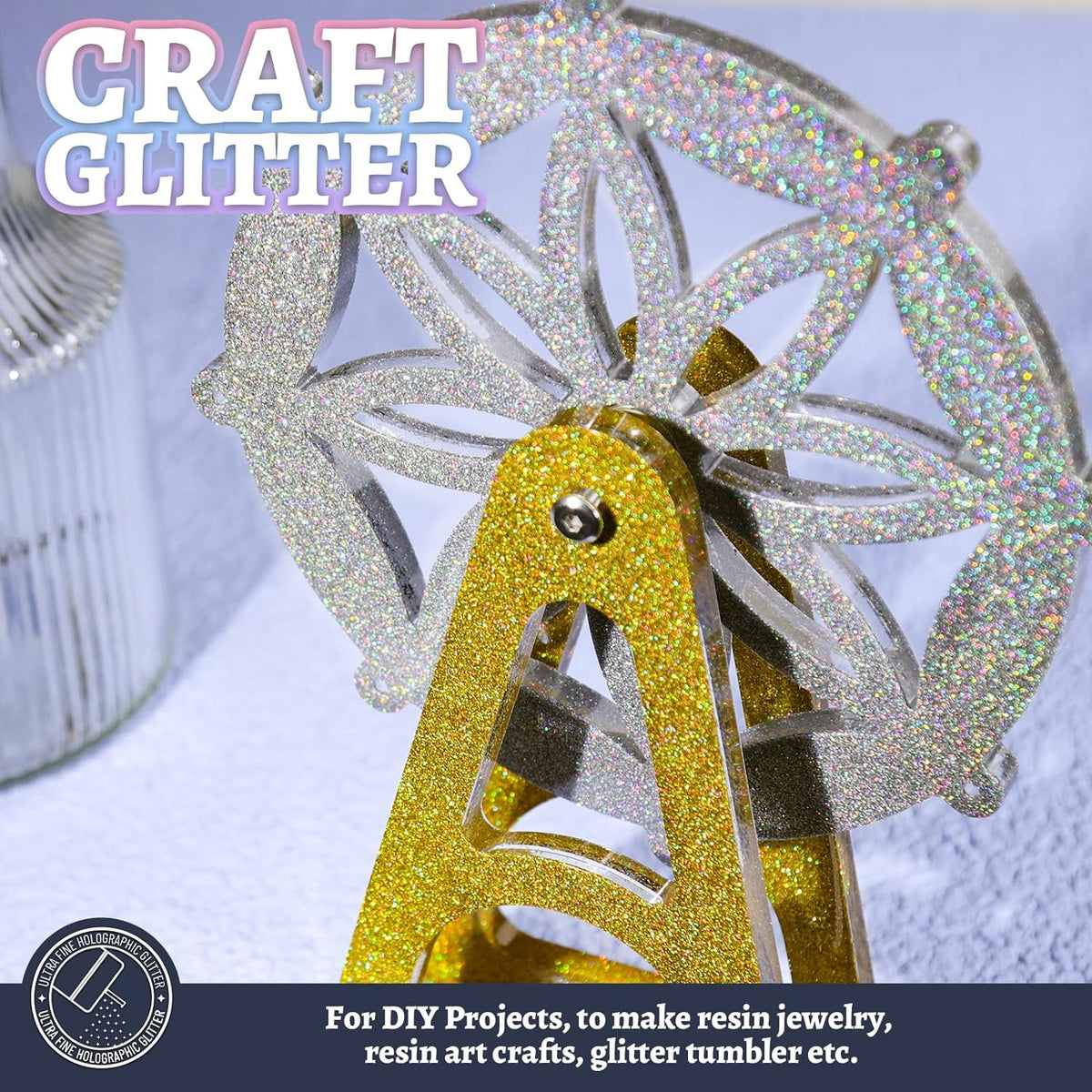 Cart In Mart Holographic Ultra Fine Glitter Powder Bulk Laser Sequin For Nail Craft 180g