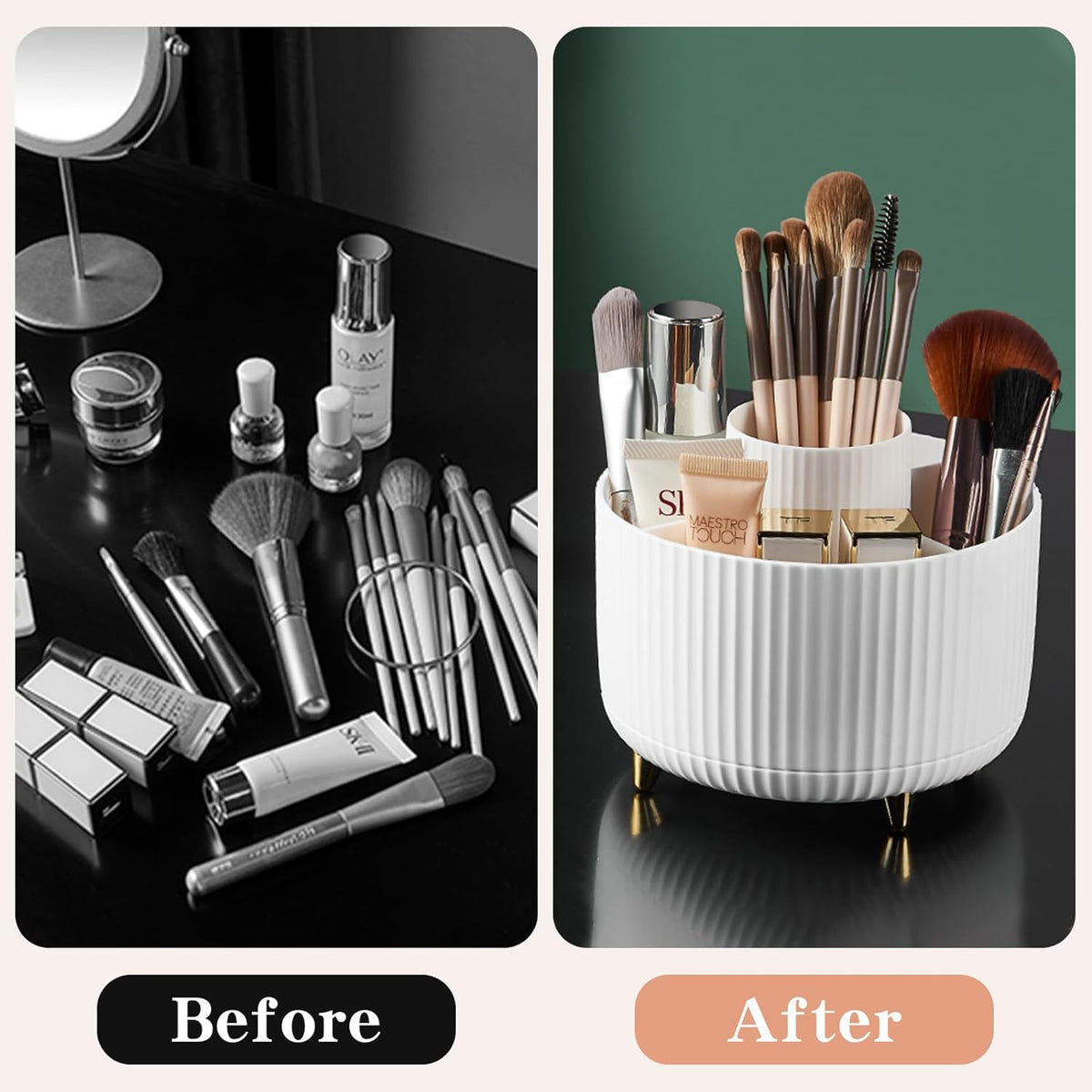 Cart In Mart 360 Rotating Desk Organisers With 5 Slots For Office Pen Pencil Makeup Holder
