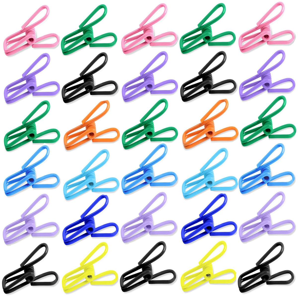 Cart In Mart PVC Coated Utility Steel Clip For Food Package, Chips Bag, Clothes - 30 Pack