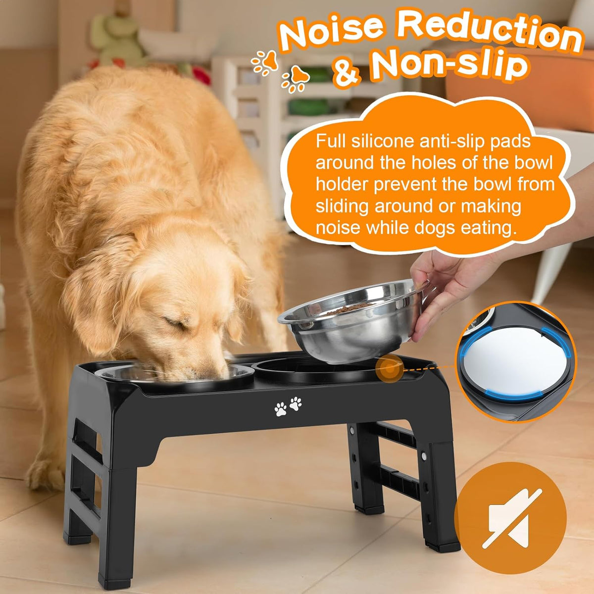 Cart In Mart Raised Elevated Dog Bowls Stand With 2 Steel Pet Bowls & Adjustable Height