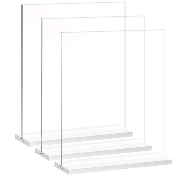 3 Pack 8.5x11 Clear Acrylic Sign Holder Double Sided Table Menu Frame Stand