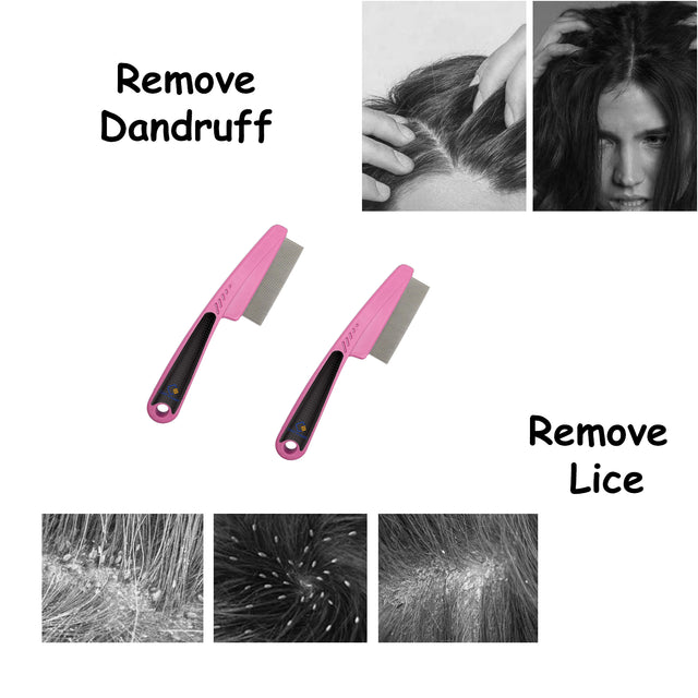 Cart In Mart 2 Pack Dandruff Comb Stainless Steel Fine Tooth Professional Lice Remover