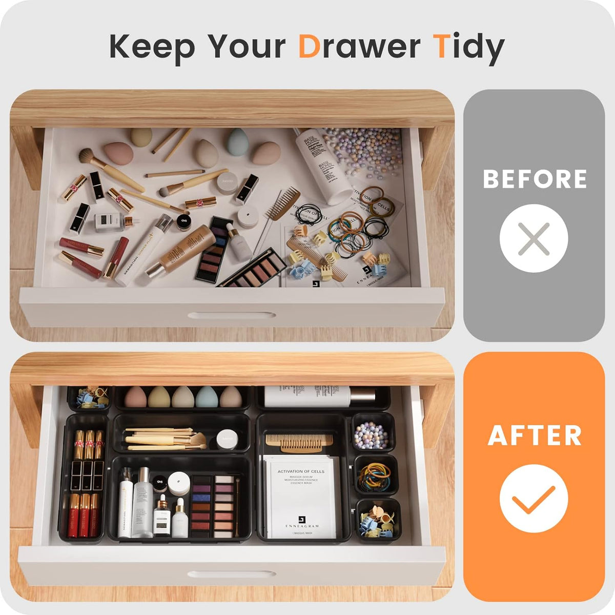 Cart In Mart Plastic Drawer Organiser Storage Bins For Makeup Bathroom Utensils - 22 Piece