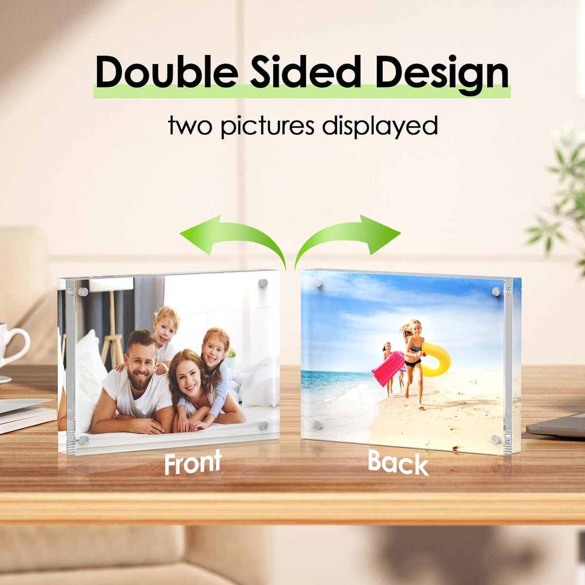 Cart In Mart 2 Pack Magnetic Clear Acrylic Picture Frames 4x6" Dual Side Photo Frame