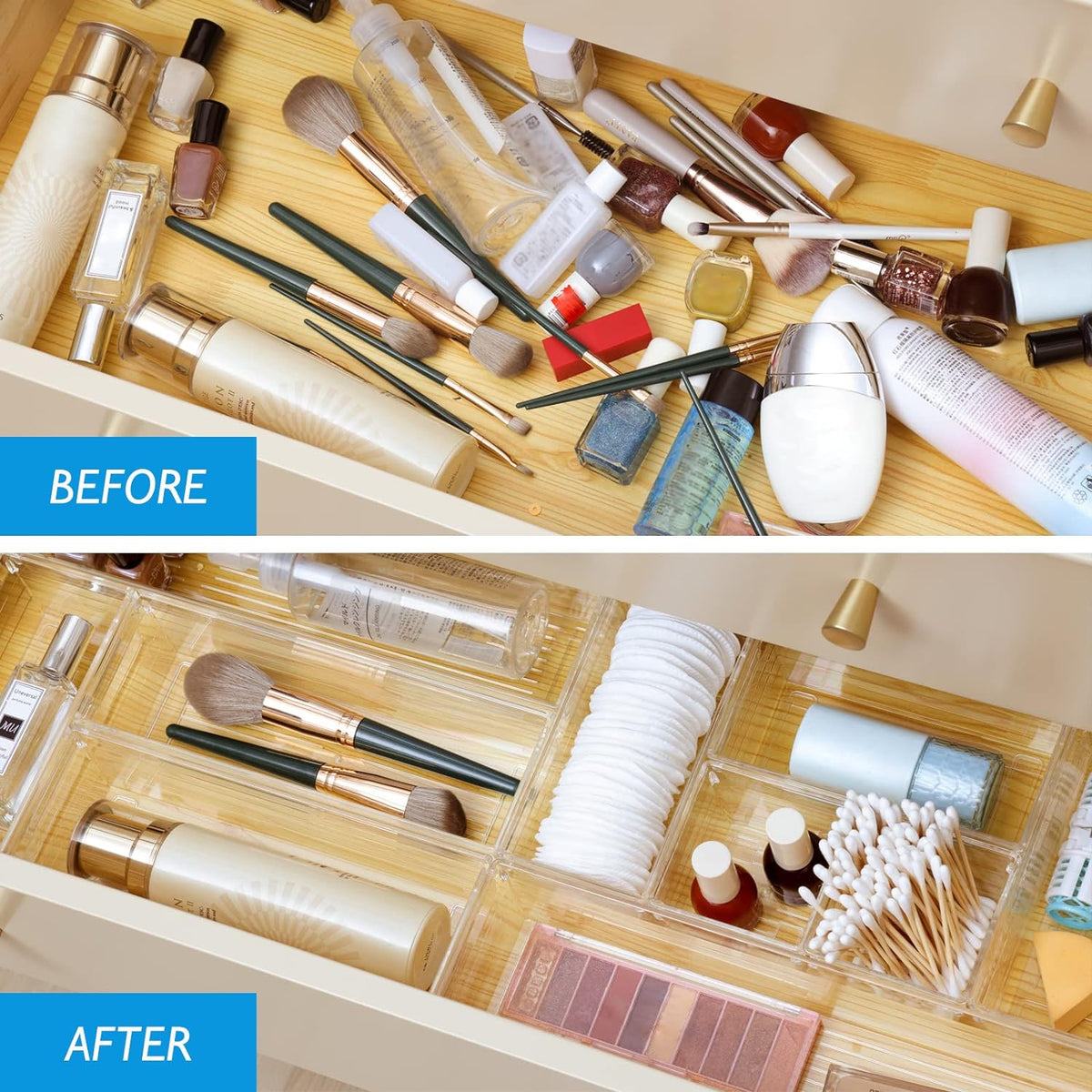 Cart In Mart 10 Piece Clear Acrylic Plastic Drawer Organizer Set 3 Sizes For Cosmetics