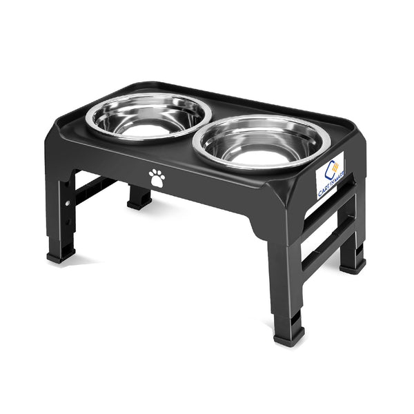 CART IN MART Raised Elevated Dog Bowls Stand With 2 Steel Pet Bowls & Adjustable Height