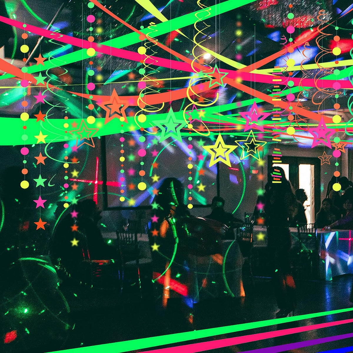 Cart In Mart 155m Glow In The Dark Neon Paper Garland Crepe Streamers Party Supplies