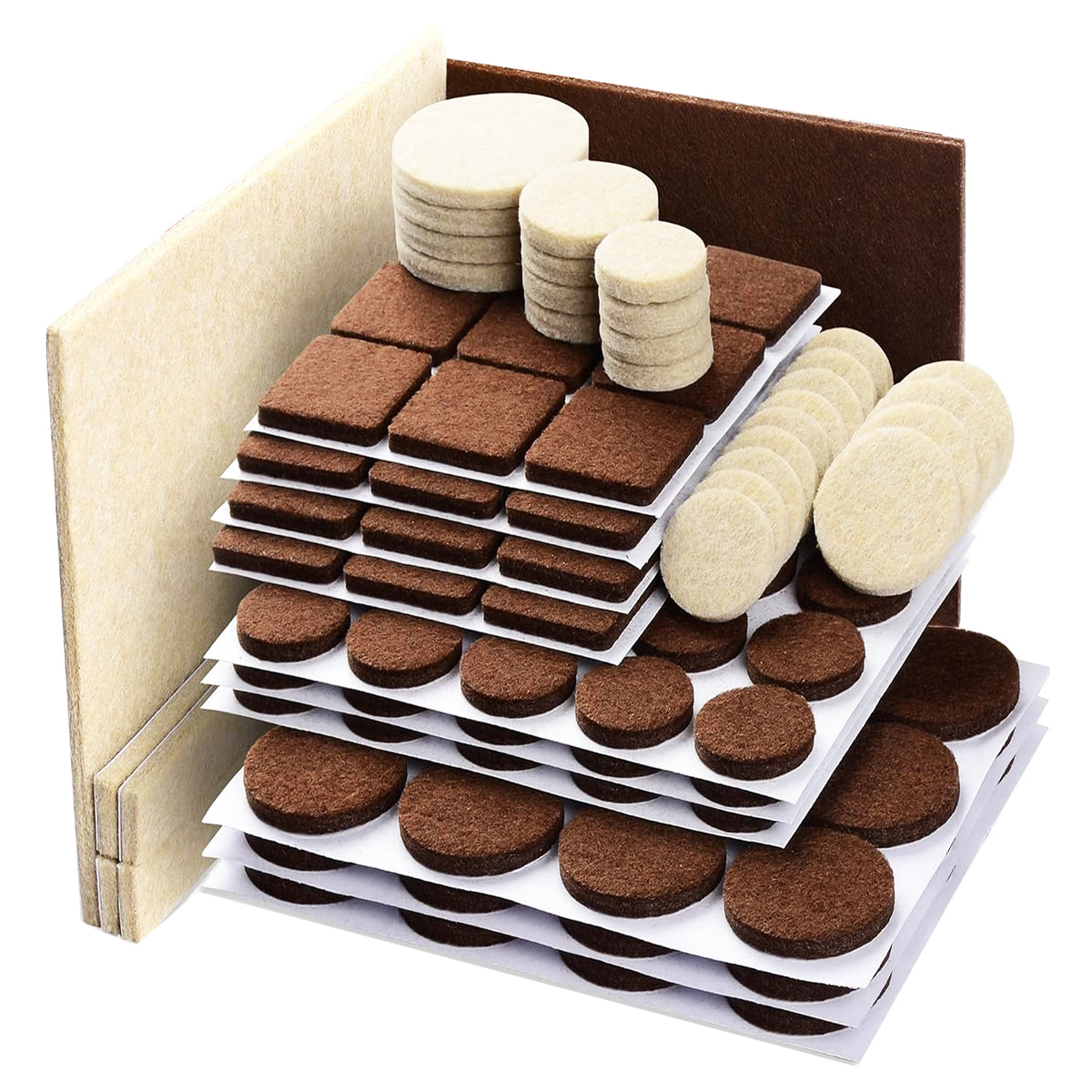 Cart In Mart 133 Piece Premium Felt Furniture Pads Wood Floor Protectors- Brown & Beige