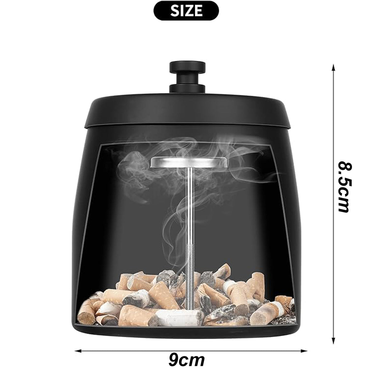 Cart In Mart Ashtray With Lid For Cigarette Stainless Steel Smokeless Odorless Windproof