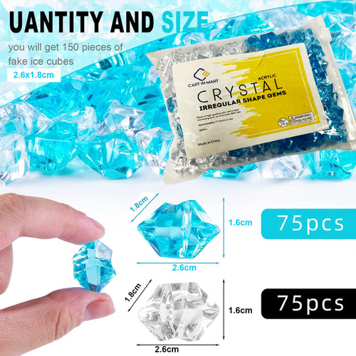 Cart In Mart 150 Piece Acrylic Fake Ice Rocks Diamond Gems For Table Vase Filler Decor
