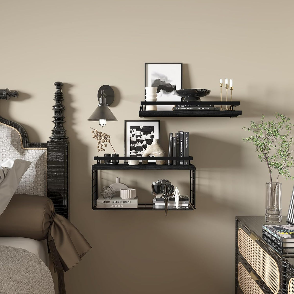 Cart In Mart 2 Pack Bathroom Floating Shelves With Storage Basket For Wall Over Toilet