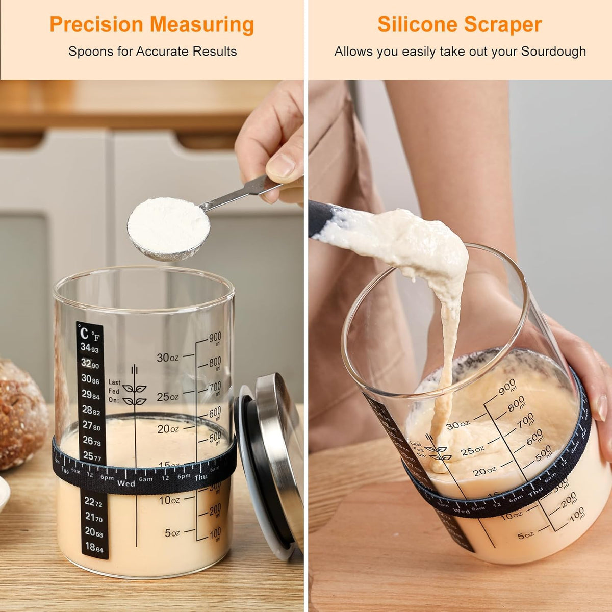 Cart In Mart Sourdough Starter Kit With 1000ml Glass Jar Bread Baking Supplies