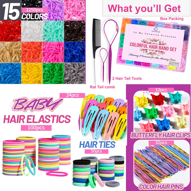 Cart In Mart 1471 Piece Elastic Hair Ties Accessories For Little Girls Baby Bands & Clip