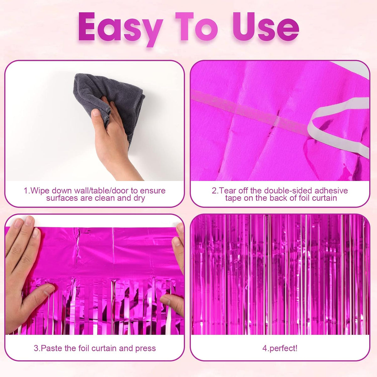 Cart In Mart 2 Pack Premium Foil Fringe Curtain Backdrop Tinsel Party Decoration -1x2m