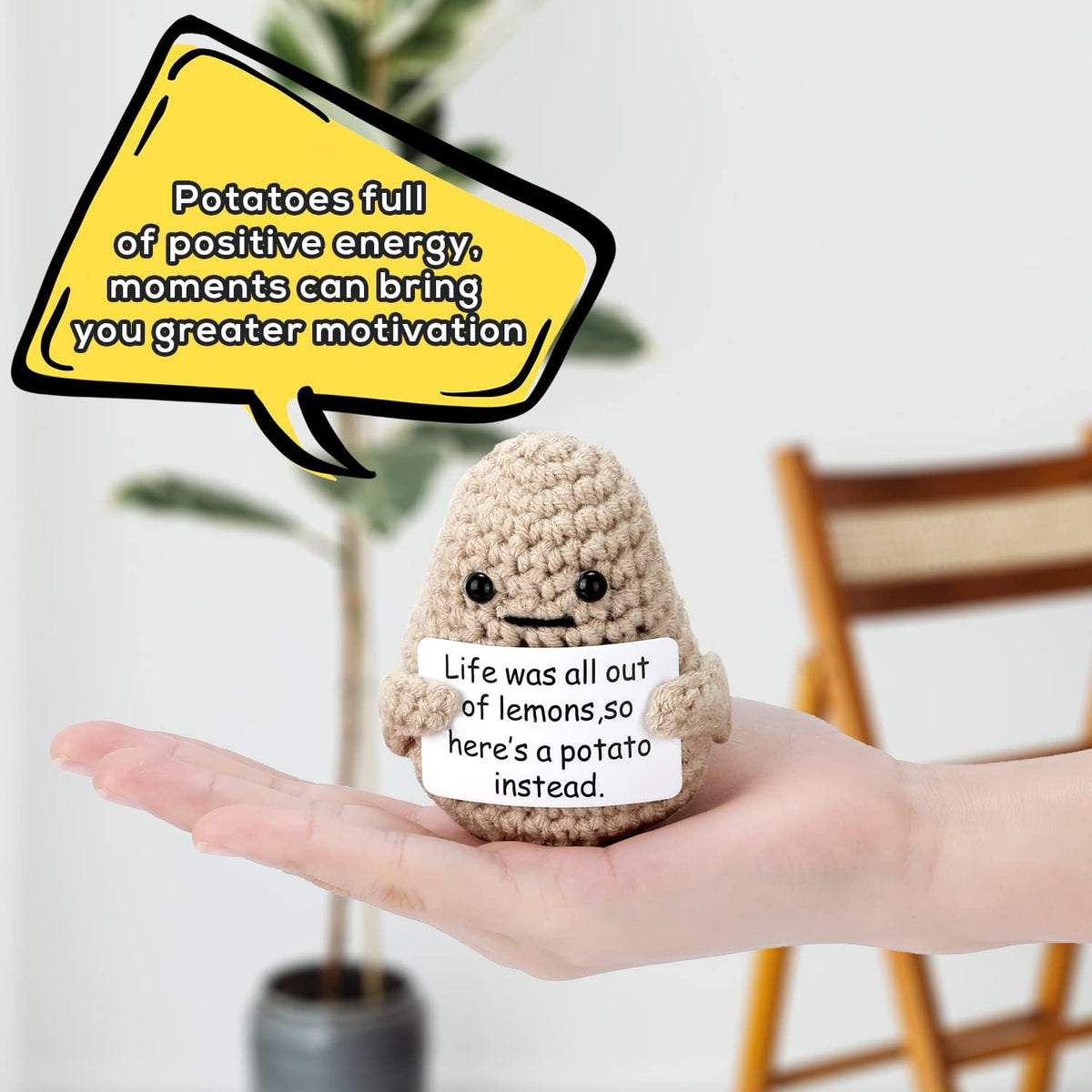 Cart In Mart 2 Pack Mini Funny Positive Potato Cheer Up Gift Toy Knitted Crochet Decor