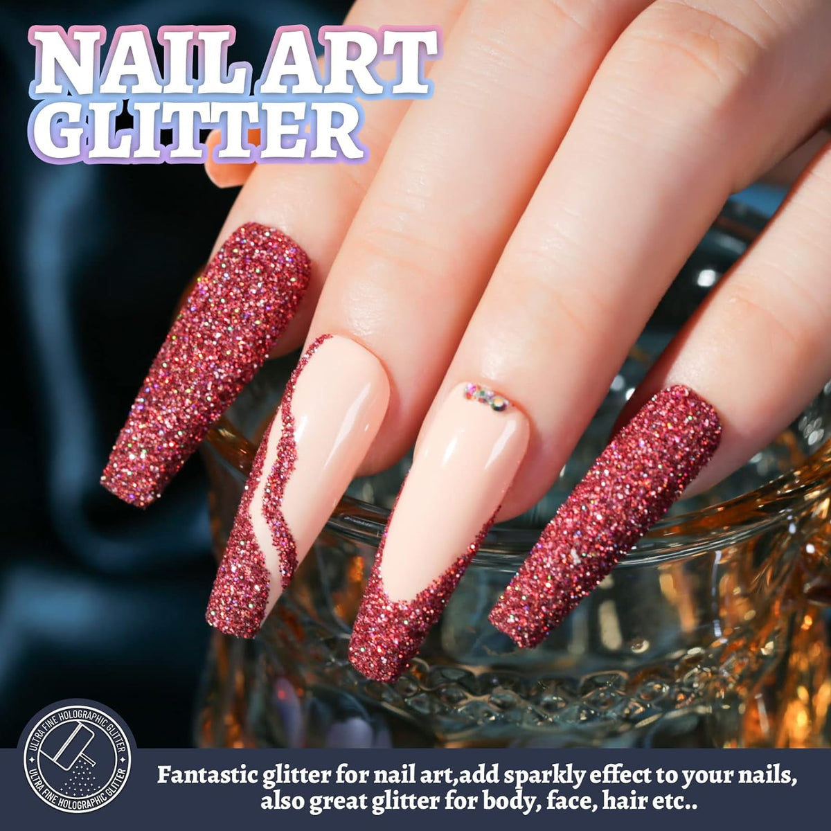 Cart In Mart Holographic Ultra Fine Glitter Powder Bulk Laser Sequin For Nail Craft 180g