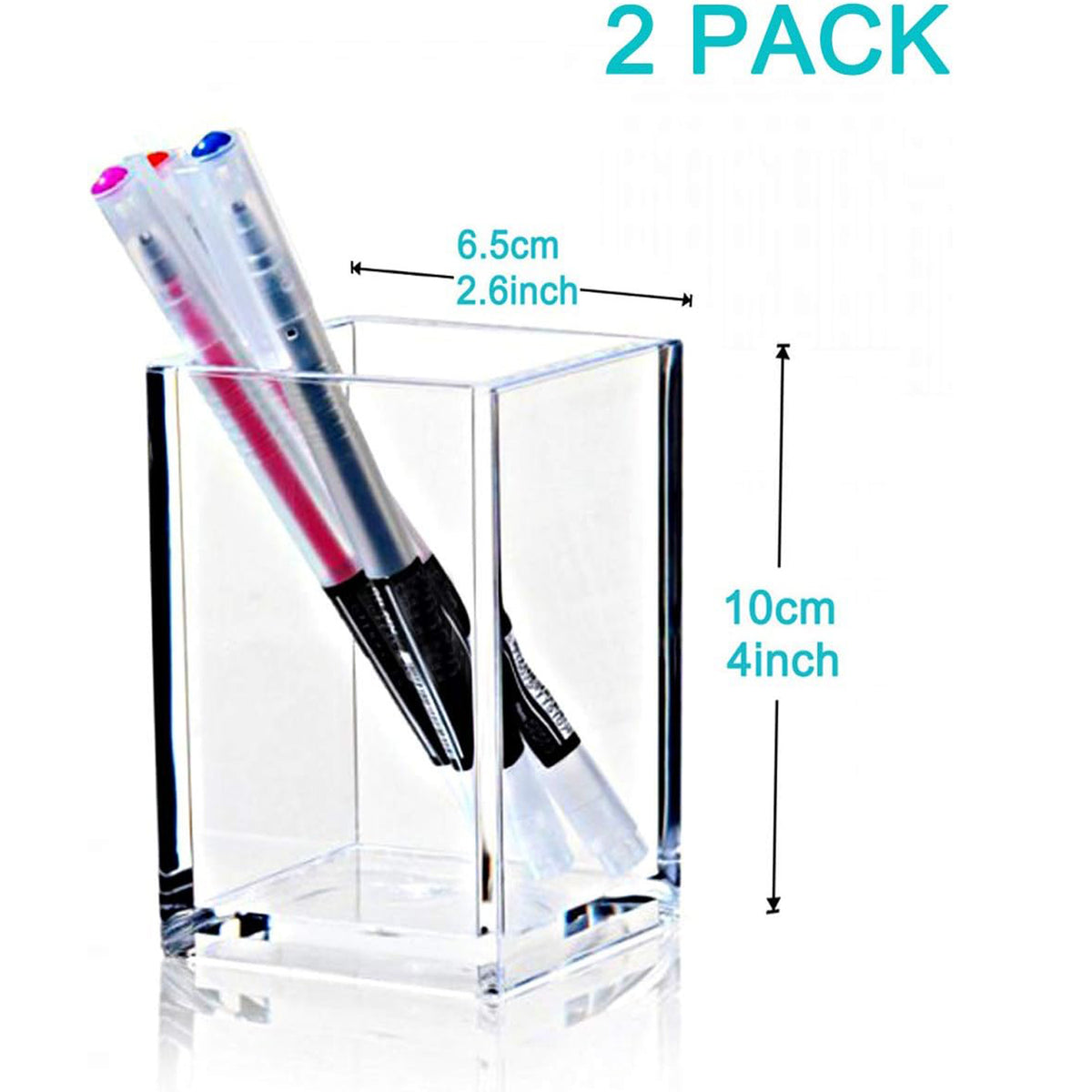 Cart In Mart 2 Pack Clear Acrylic Pencil Pen Holder Makeup Brush Organiser Home Office