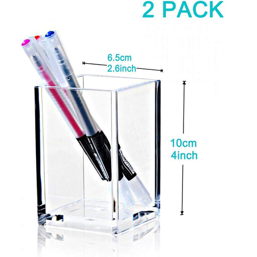 Cart In Mart 2 Pack Clear Acrylic Pencil Pen Holder Makeup Brush Organiser Home Office