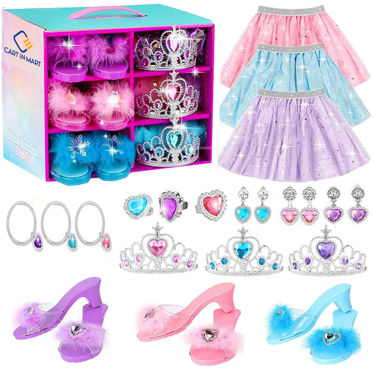 Cart In Mart Princess Dress Up & Jewelry Boutique, Girl Role Play Gifts Toddler Toys