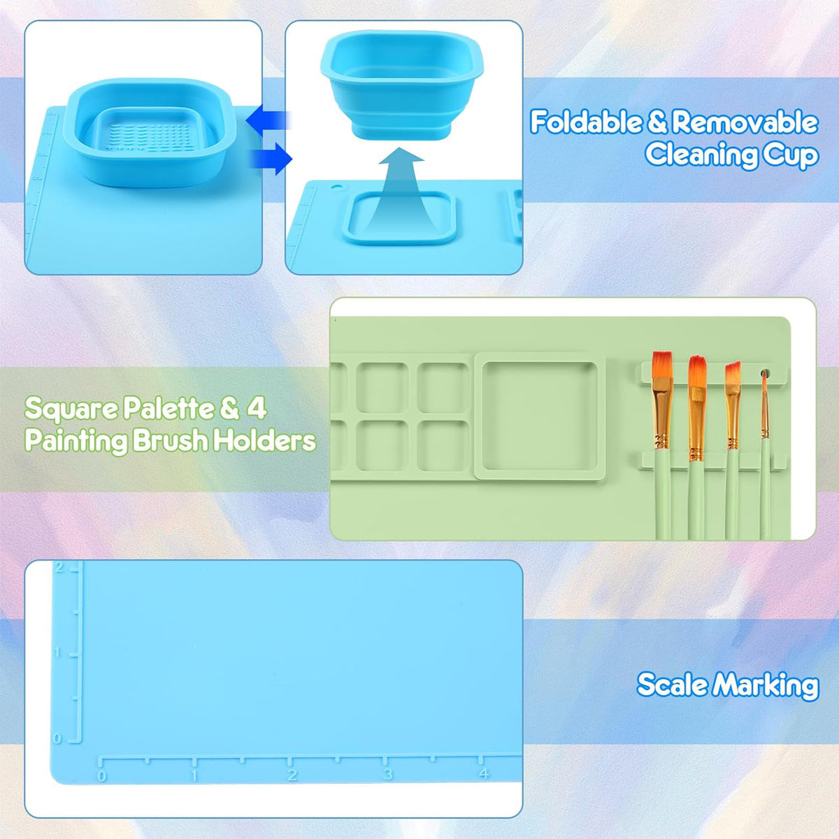 Cart In Mart 2 Pack Silicone Painting Art Mat For Kids With Cups & 15 Dividers -50x40cm