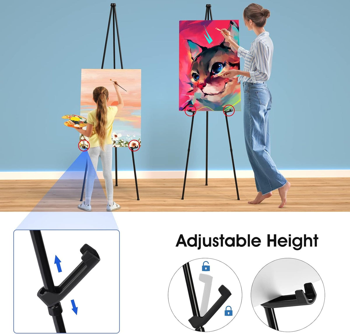 Cart In Mart Folding Metal Easel Stand For Welcome Sign Display With Tripod Base-160cm