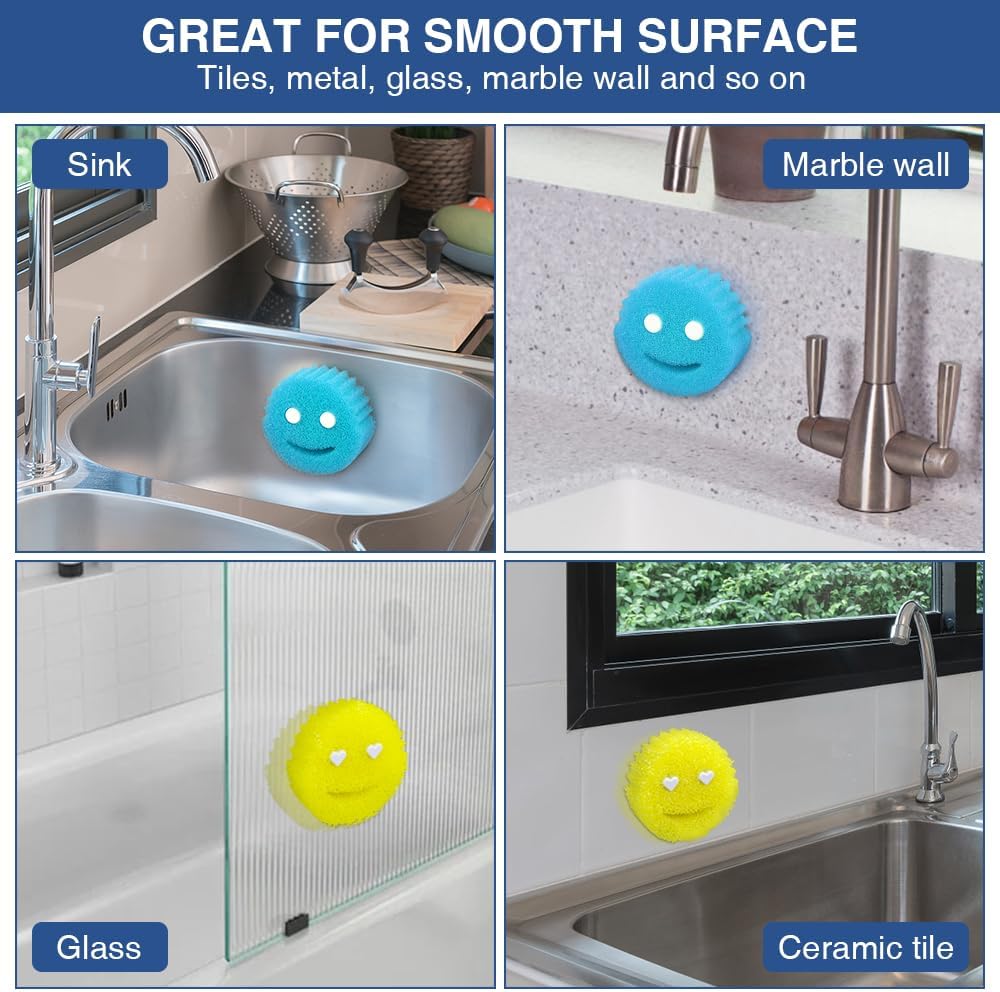 Cart In Mart Sponge Holder For Kitchen Sink Bathroom Suction Cup - Smiley Face - 2 Pack