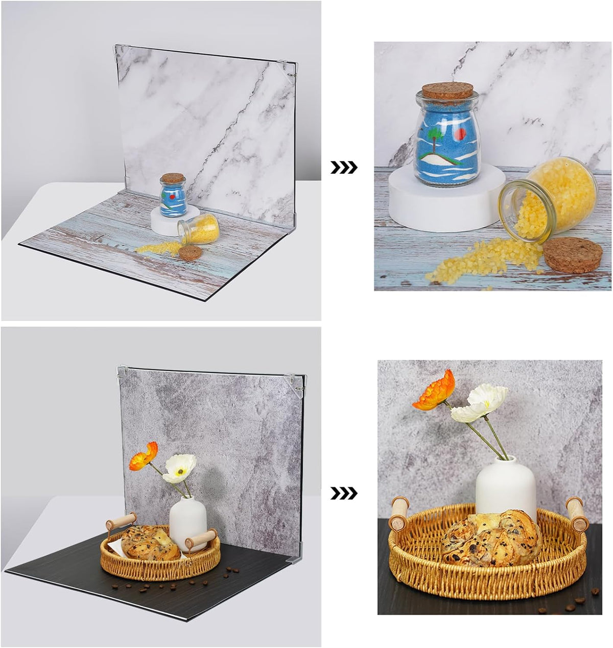 Cart In Mart Tabletop Photo Board Backdrop Kit Small Product Photography with 16 Pattern