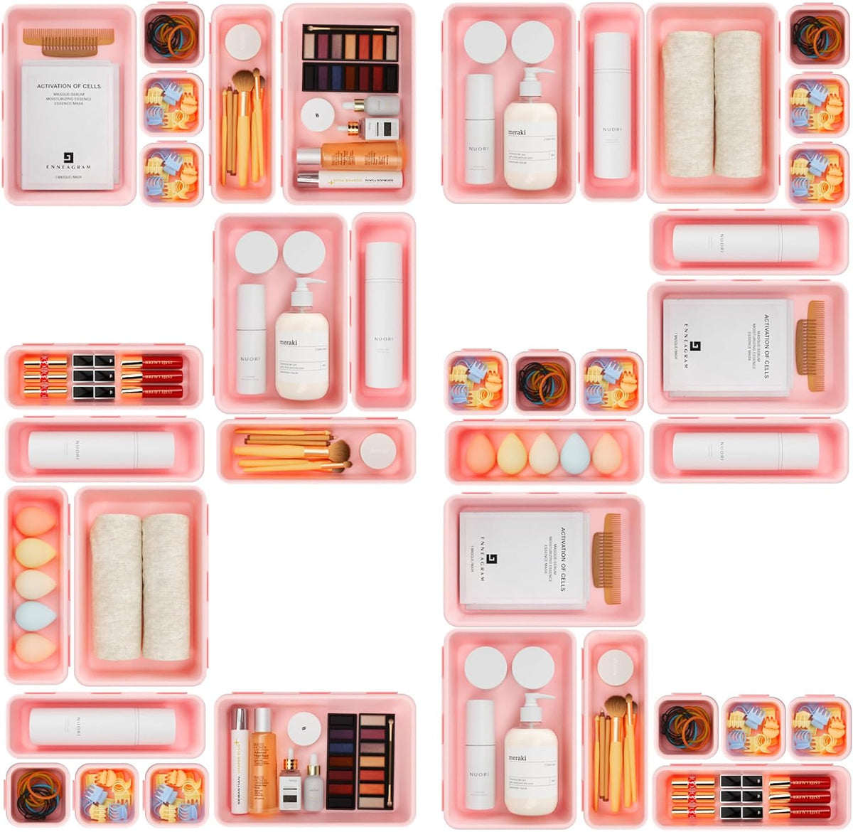 Cart In Mart Plastic Drawer Organiser Storage Bins For Makeup Bathroom Utensils - 22 Piece