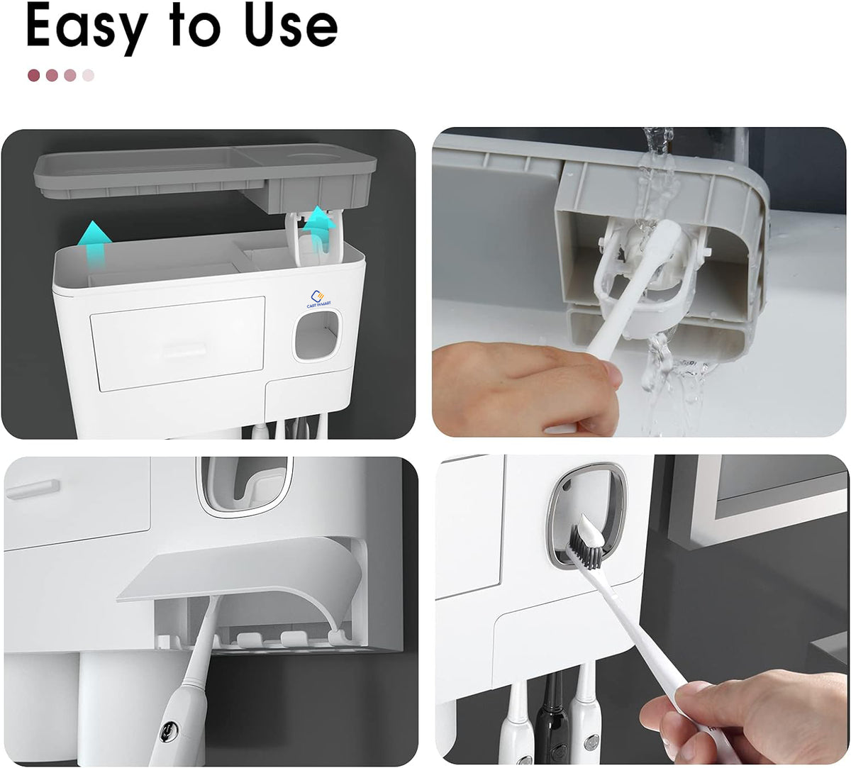 Cart In Mart Toothbrush Holders With Automatic Toothpaste Dispenser 2 Cups,Tray & Drawer