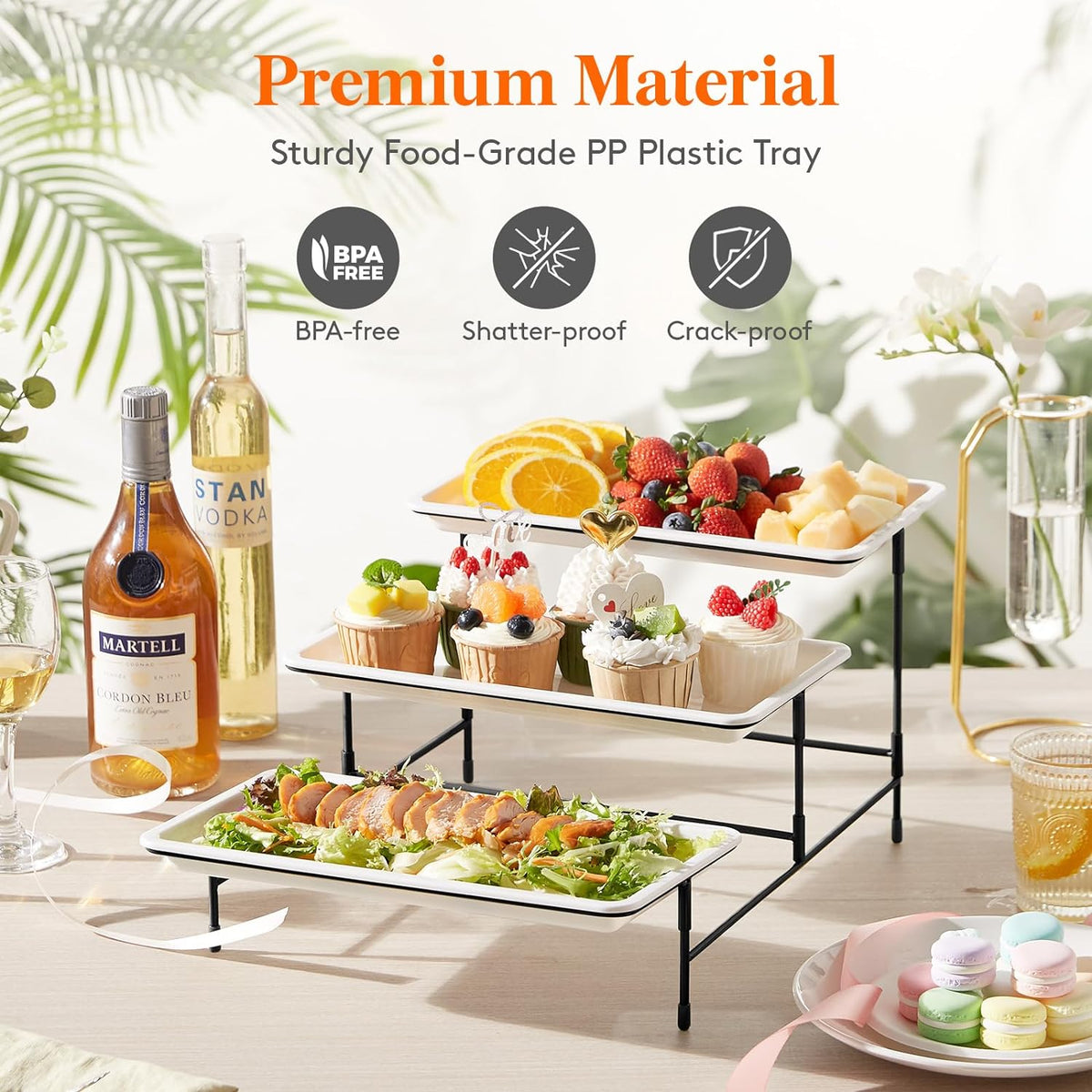 Cart In Mart Large 3 Tier Serving Tray With Stand Buffet Server Catering Platters