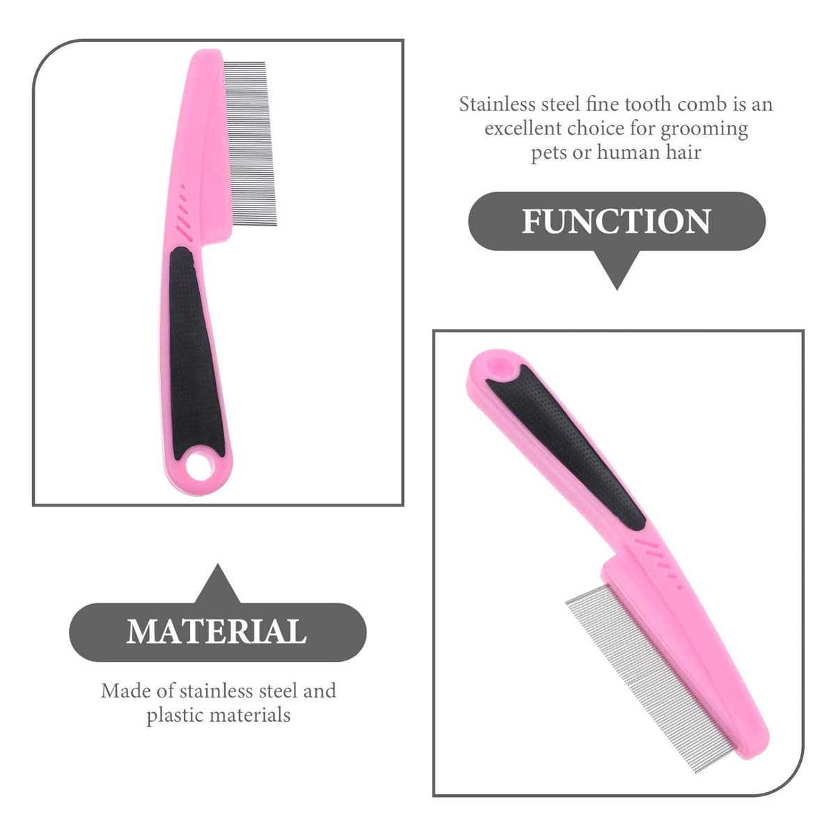 Cart In Mart 2 Pack Dandruff Comb Stainless Steel Fine Tooth Professional Lice Remover