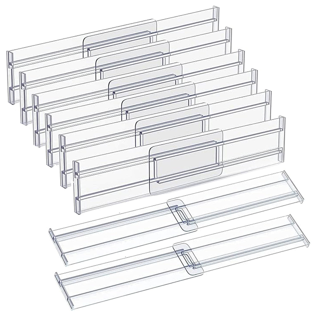 Cart In Mart 8 Pack Clear Acrylic Drawer Dividers Adjustable Expandable Organiser