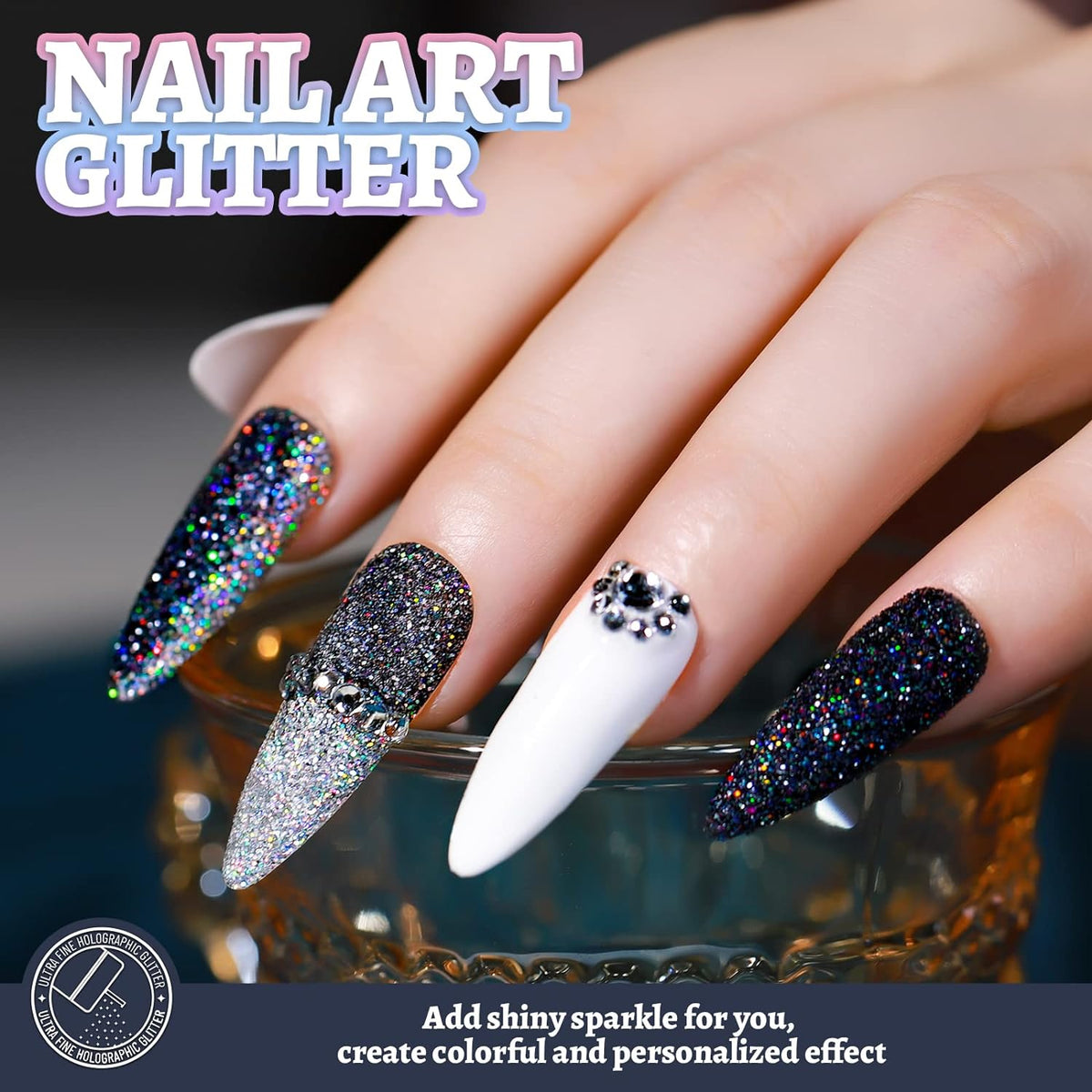 Cart In Mart Holographic Ultra Fine Glitter Powder Bulk Laser Sequin For Nail Craft 180g