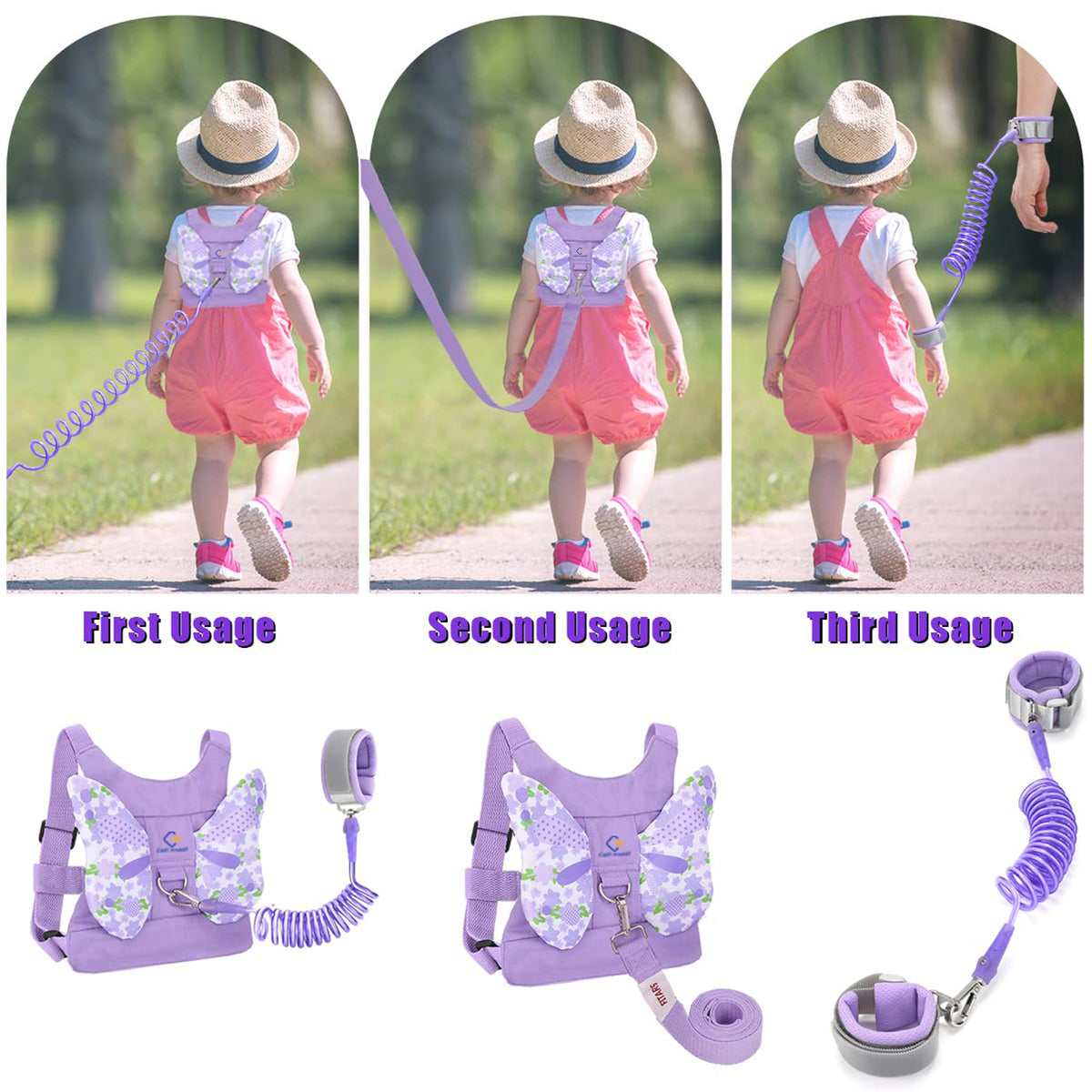 Cart In Mart 3 in 1 Toddler Harness Leash & Baby Anti Lost Wrist Link Holder For Walking