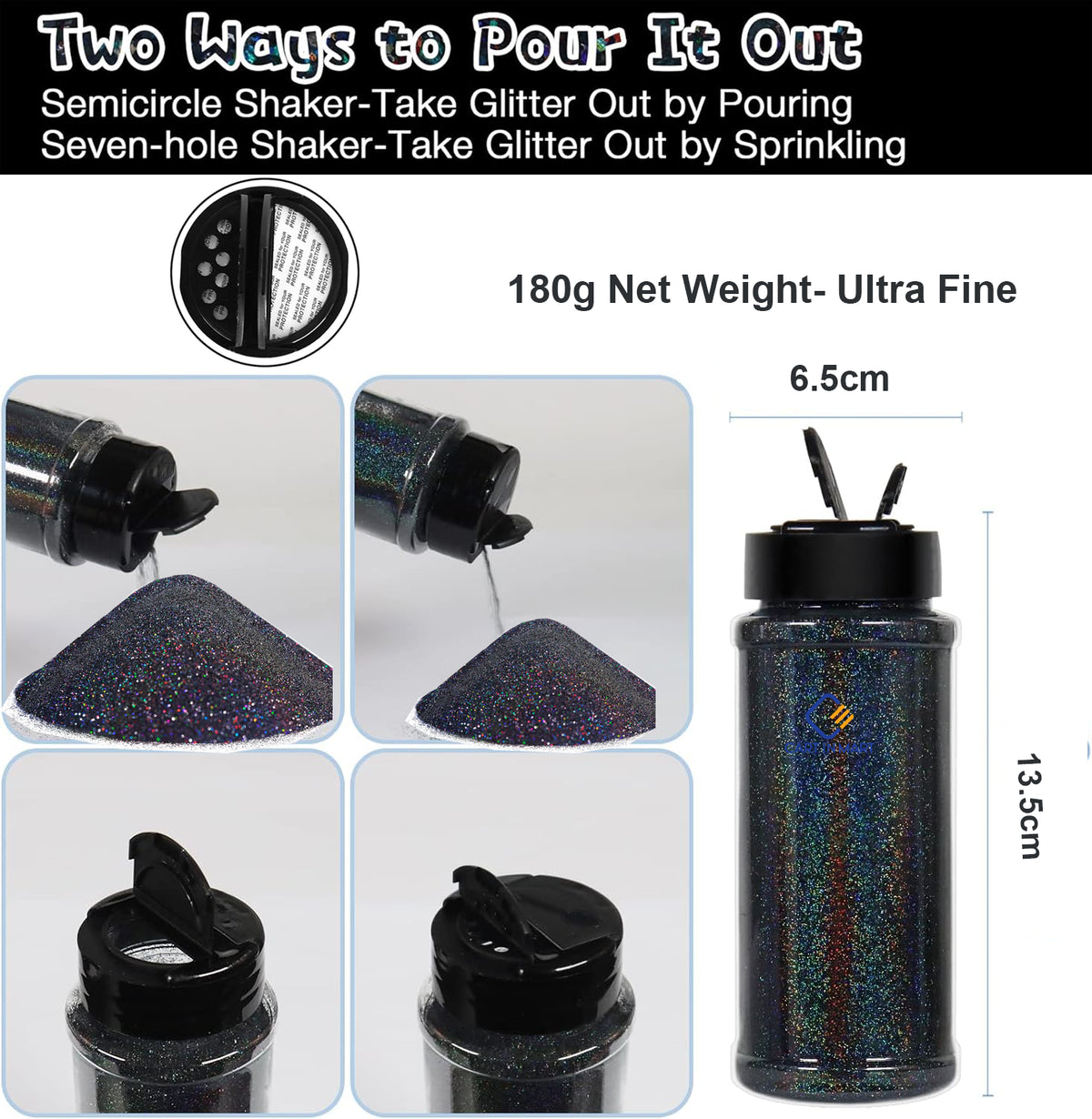 Cart In Mart Holographic Ultra Fine Glitter Powder Bulk Laser Sequin For Nail Craft 180g