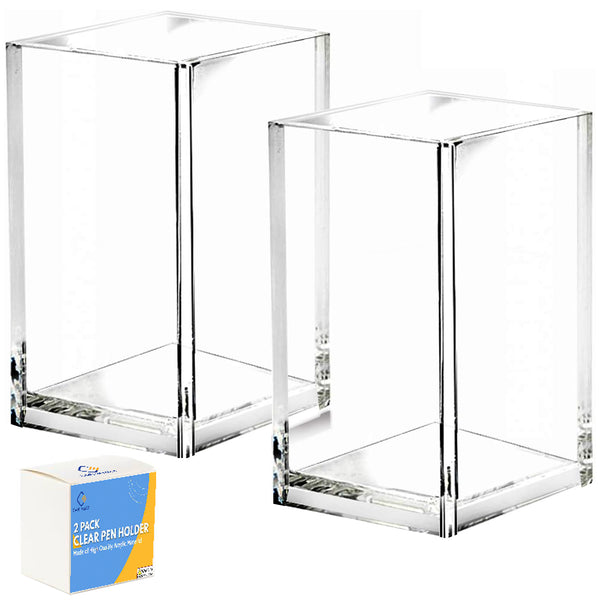 2 Pack Clear Acrylic Pencil Pen Holder Makeup Brush Organiser Home Office