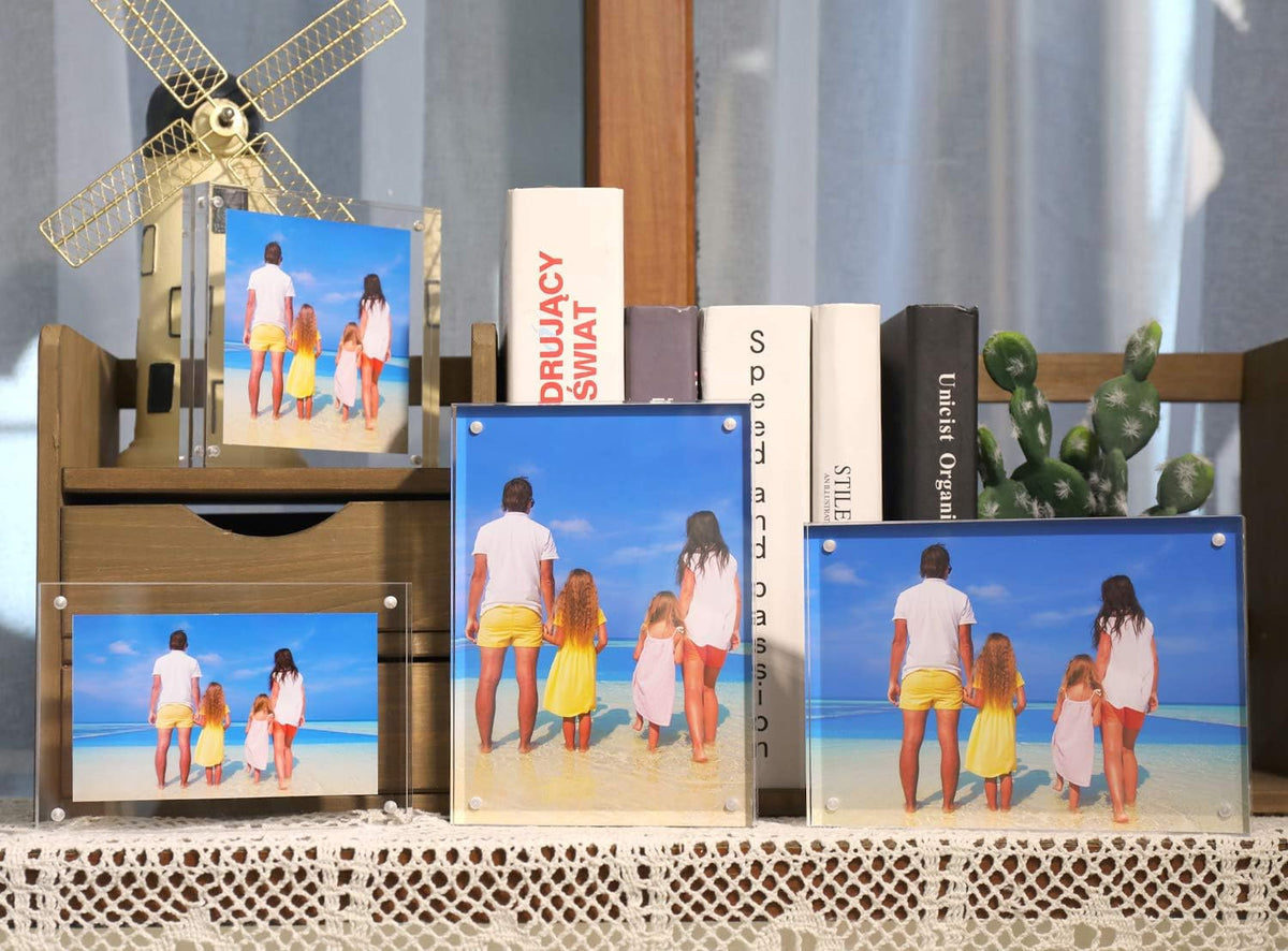 Cart In Mart 5 Pack Magnetic Acrylic Clear Picture Frames 5x7" Dual Side Photo Frame