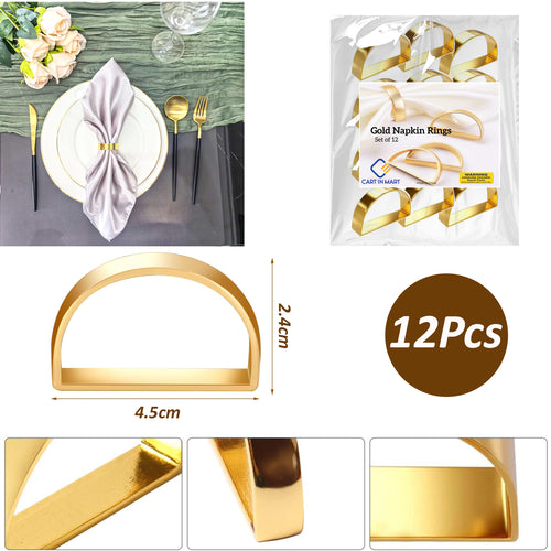 Cart In Mart 12 Pack Gold Metal Napkin Rings Buckles For Wedding Party Table Decoration