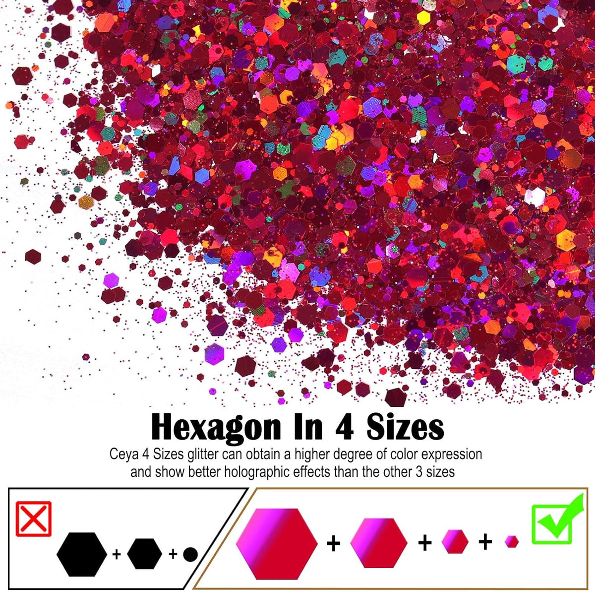 Cart In Mart Holographic Chunky Glitter Metallic Bulk Laser Sequin For Nail Craft 150g