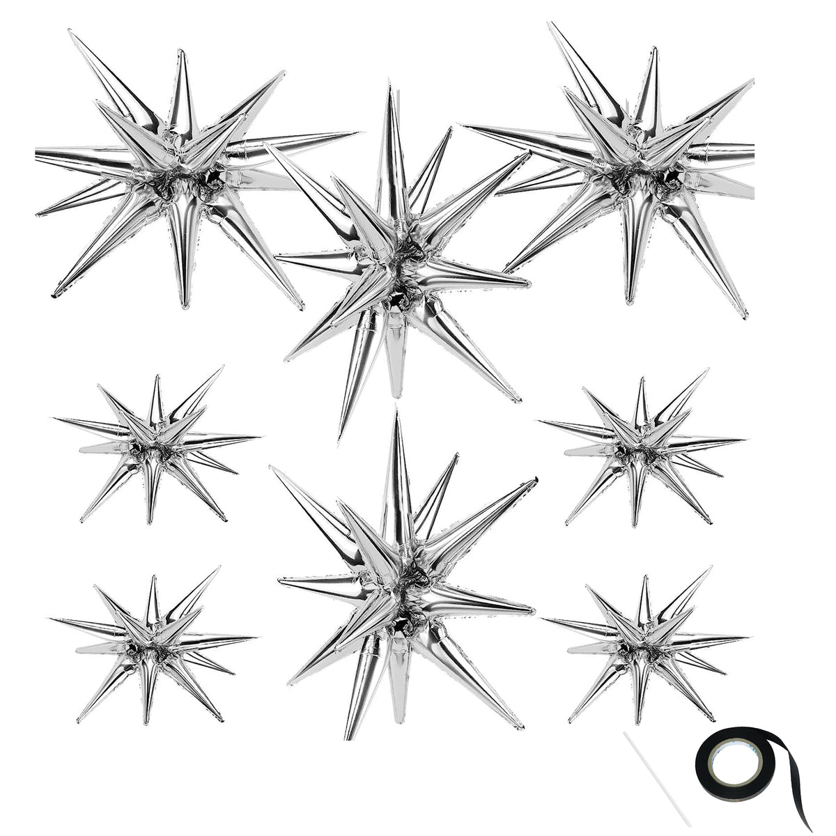 Cart In Mart 8 Pack Star Balloons Burst Star Aluminum Foil Birthday Wedding Party Supply - Silver