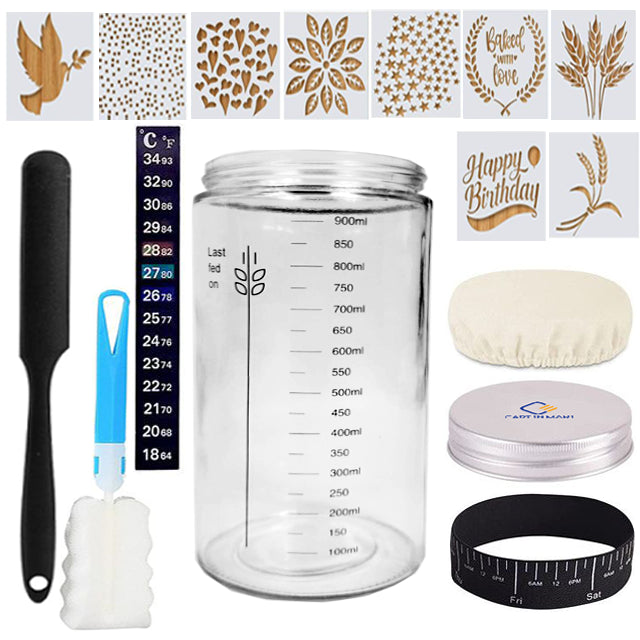 Cart In Mart Sourdough Starter Kit With 1000ml Glass Jar Bread Baking Supplies