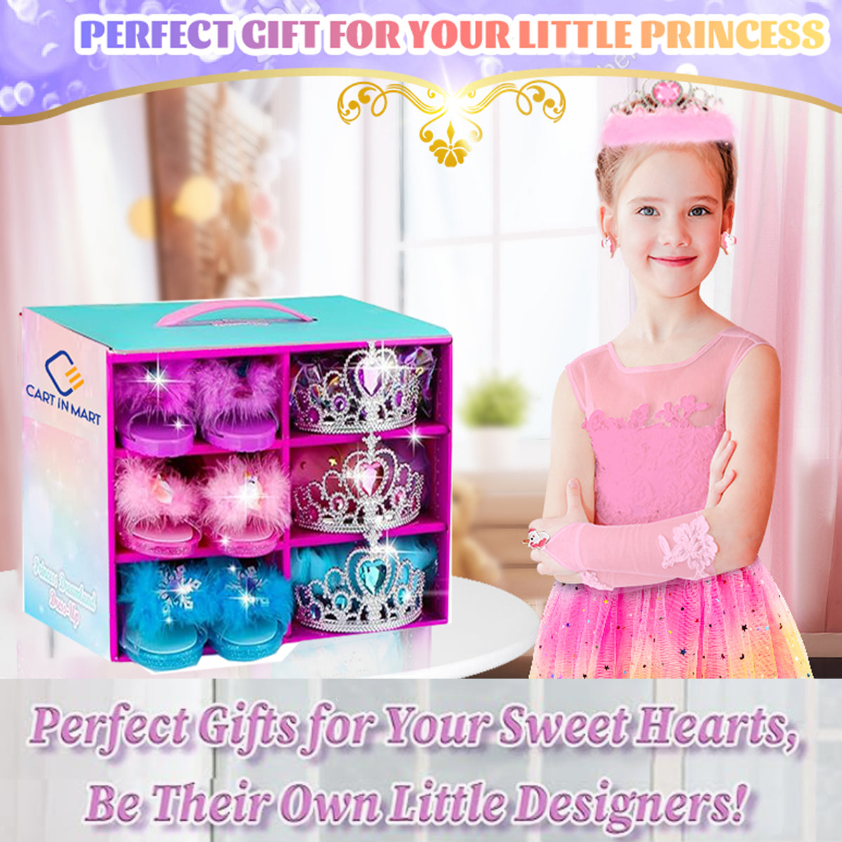Cart In Mart Princess Dress Up & Jewelry Boutique, Girl Role Play Gifts Toddler Toys