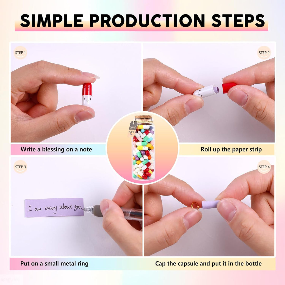 Cart In Mart 100 Piece Cute Capsule Letter Message In Bottle Love Notes - Sentimental Gift