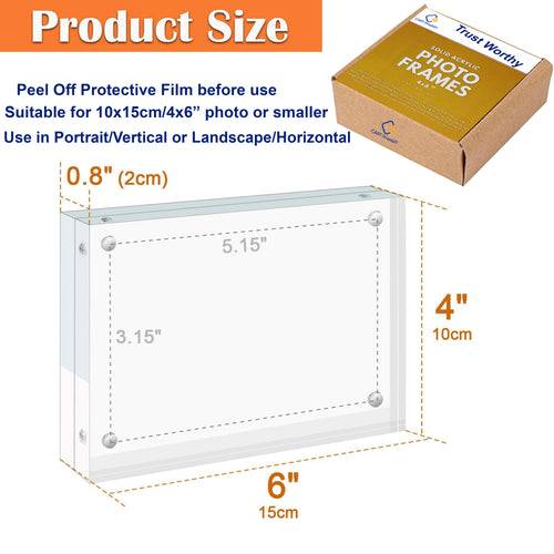5 Pack Magnetic Clear Acrylic Picture Frames 4x6" Dual Side Photo Frame