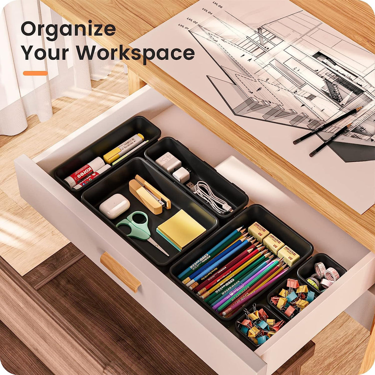 Cart In Mart Plastic Drawer Organiser Storage Bins For Makeup Bathroom Utensils - 22 Piece