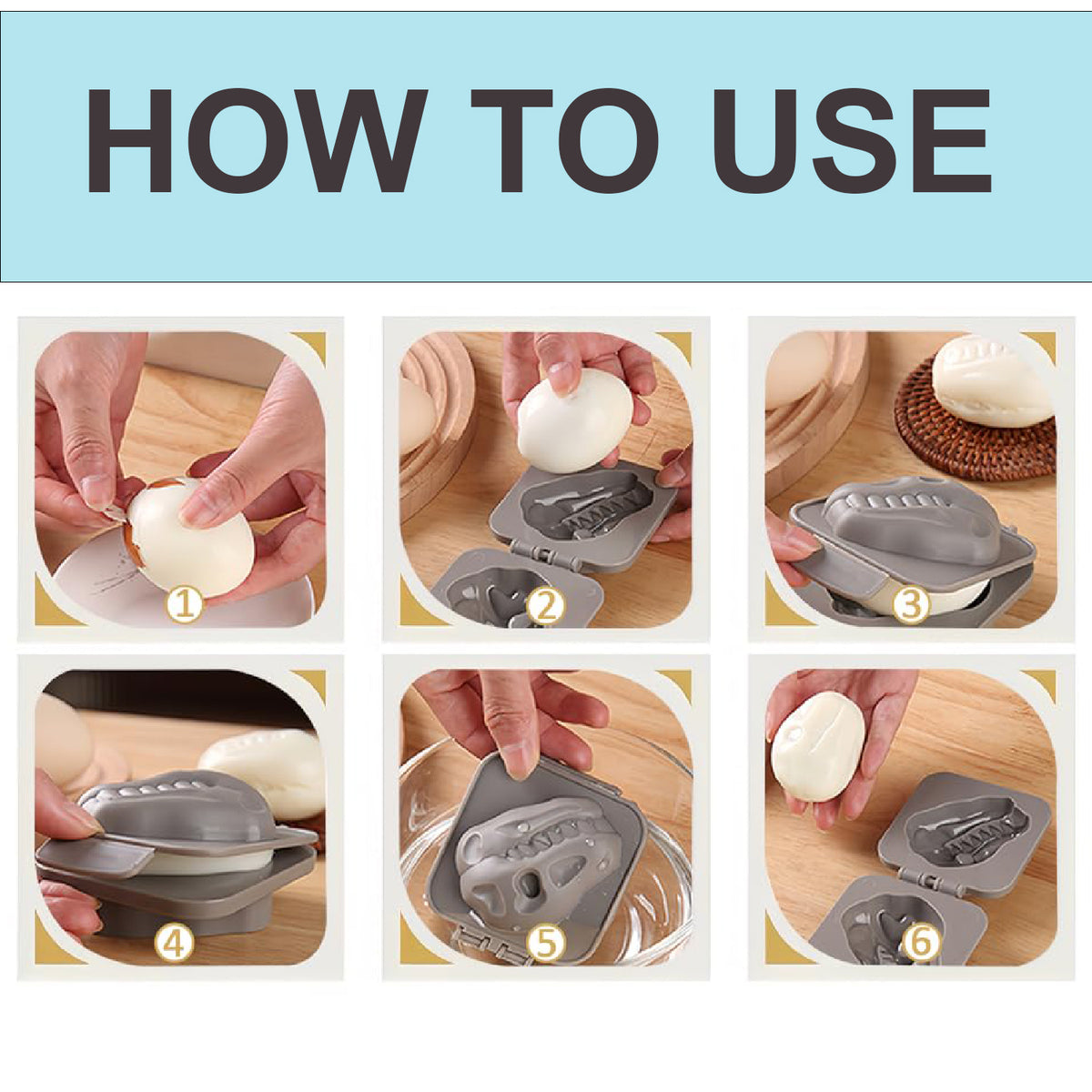 Cart In Mart 2 Pack Dino Hard Boiled Egg Mold 3D Dinosaur Shaped Skull Egg Press Mould
