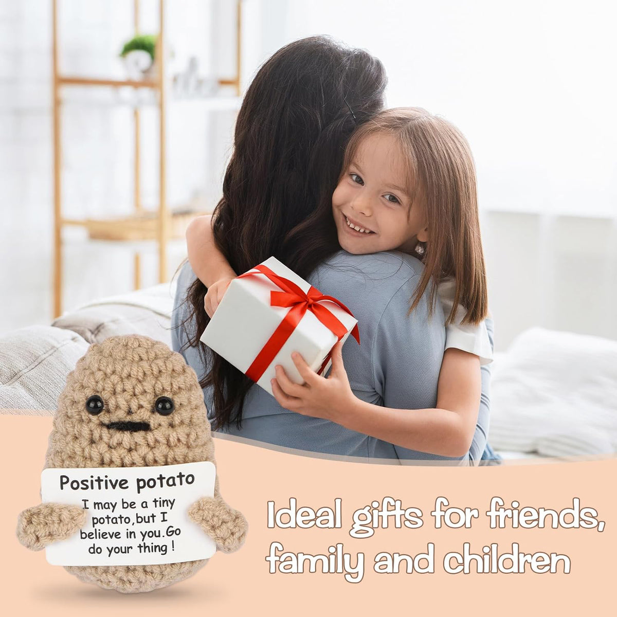 Cart In Mart 2 Pack Mini Funny Positive Potato Cheer Up Gift Toy Knitted Crochet Decor