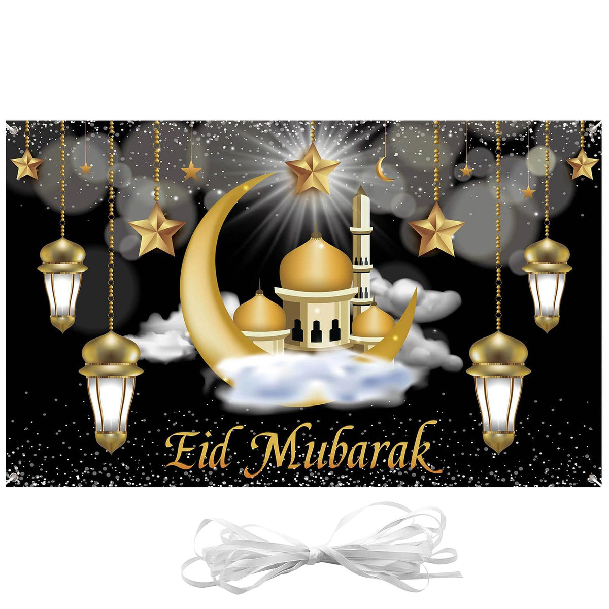 Cart In Mart Islamic Eid Mubarak Decoration Backdrop Wall Banner Background Décor - Large