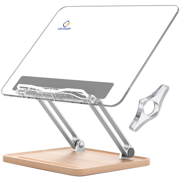 Clear Acrylic Cookbook Stand With Adjustable Laptop Holder, Spreader For Reading Recipe Book