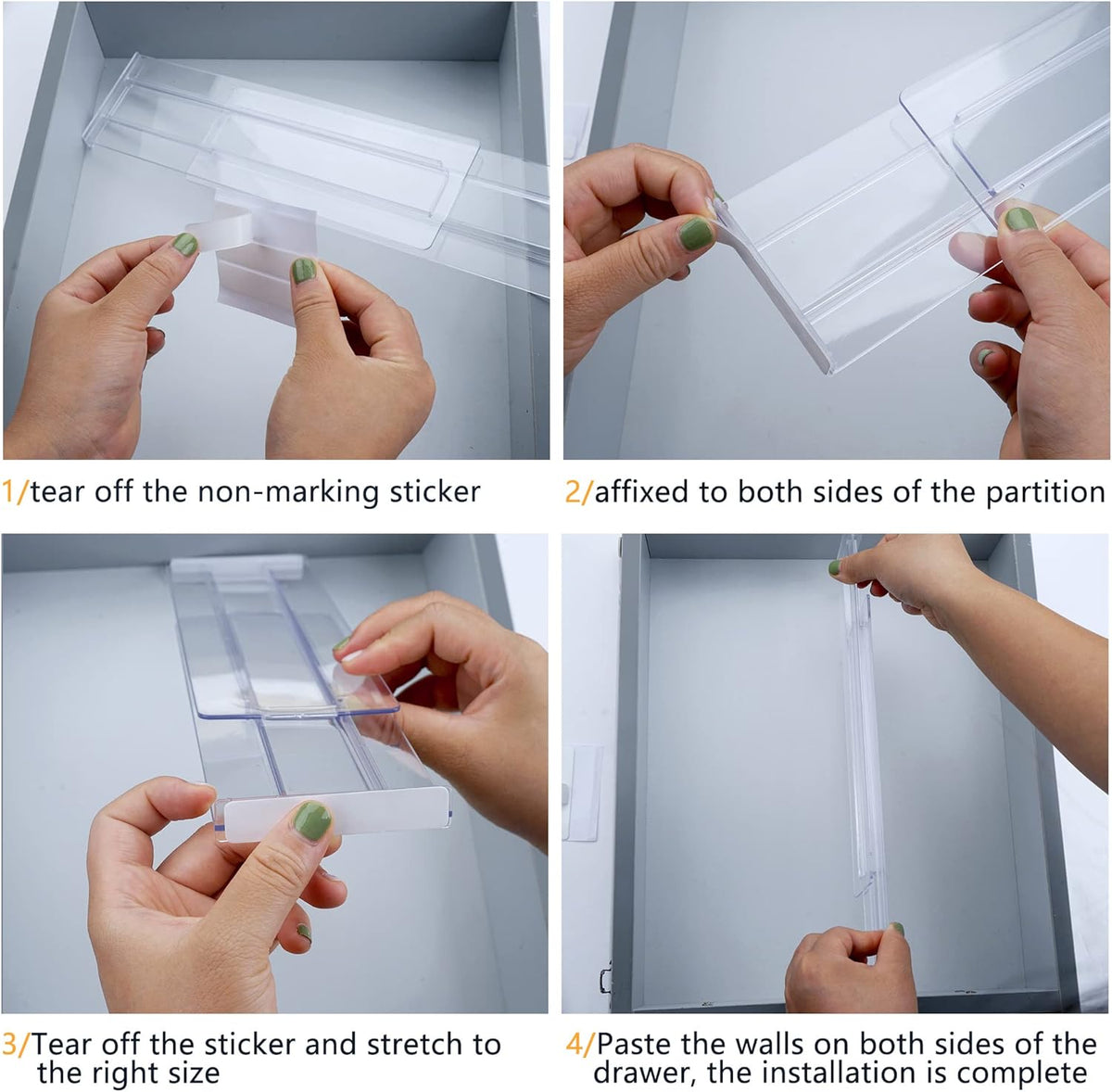 Cart In Mart 8 Pack Clear Acrylic Drawer Dividers Adjustable Expandable Organiser